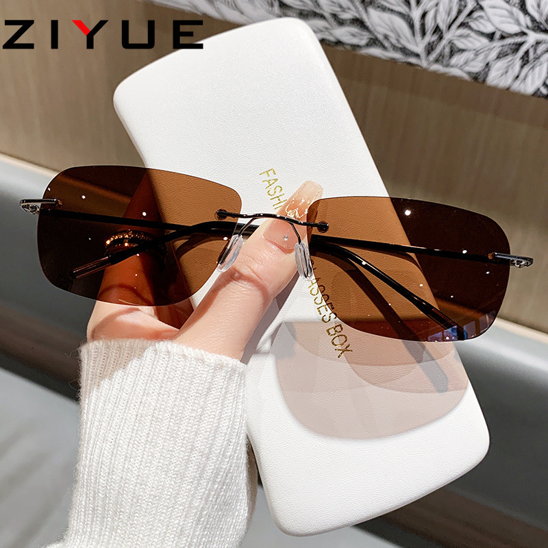 Designer's luxury glasses New Ultra-Light Frameless Photochromic Sunglasses for Men Driving Night Vision Polarized Sunglasses UV Protection Sungl