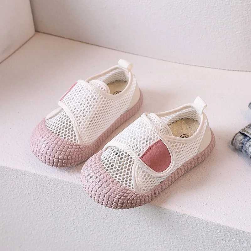 Summer Children Casual Shoes Air Mesh Breathable Kids Sneakers Soft Sole Hook-loop Leisure Flexible Trendy Kids Flat Shoes 21-30 XJ250712