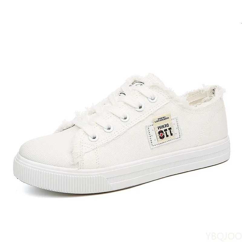2022 Trendy Korean Version Lace-up Womens Casual Flats Canvas Shoes for Spring/Autumn Solid White Shoes XJ250712