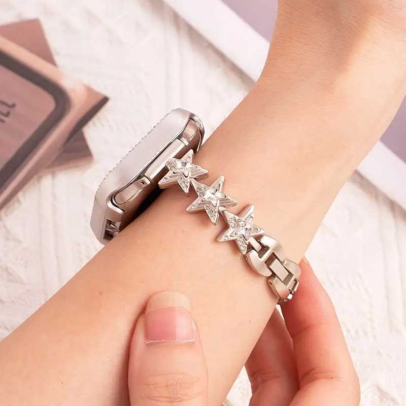 Slim Metal Band for ple Girls Strap 49 45 44 42 46 40 41mm Bling Diamond Bracelet Jewelry Star Str for i S10 9 8 watchband Y250712