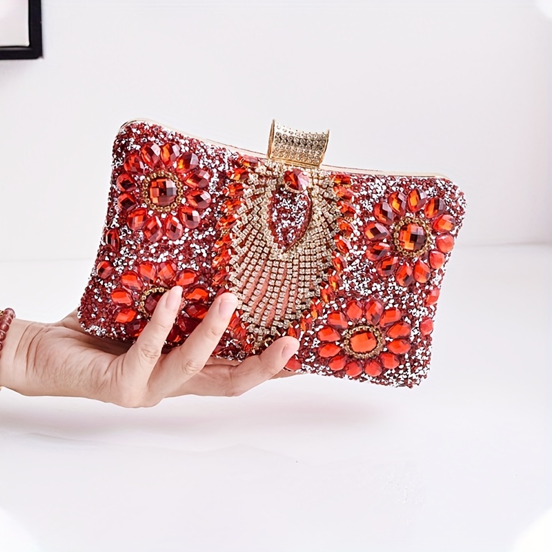 Women Rhinestone Evening Clutch Purses Diamond Handbag Weddings Formal Bag Party Sparkly Crystal Purse