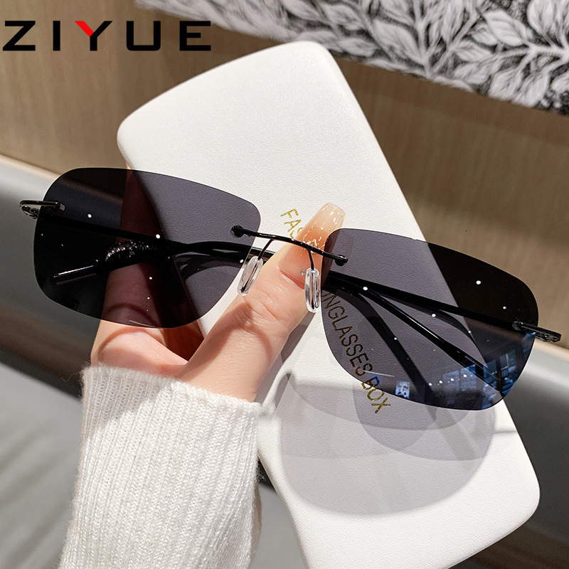 Designer's luxury glasses New Ultra-Light Frameless Photochromic Sunglasses for Men Driving Night Vision Polarized Sunglasses UV Protection Sungl