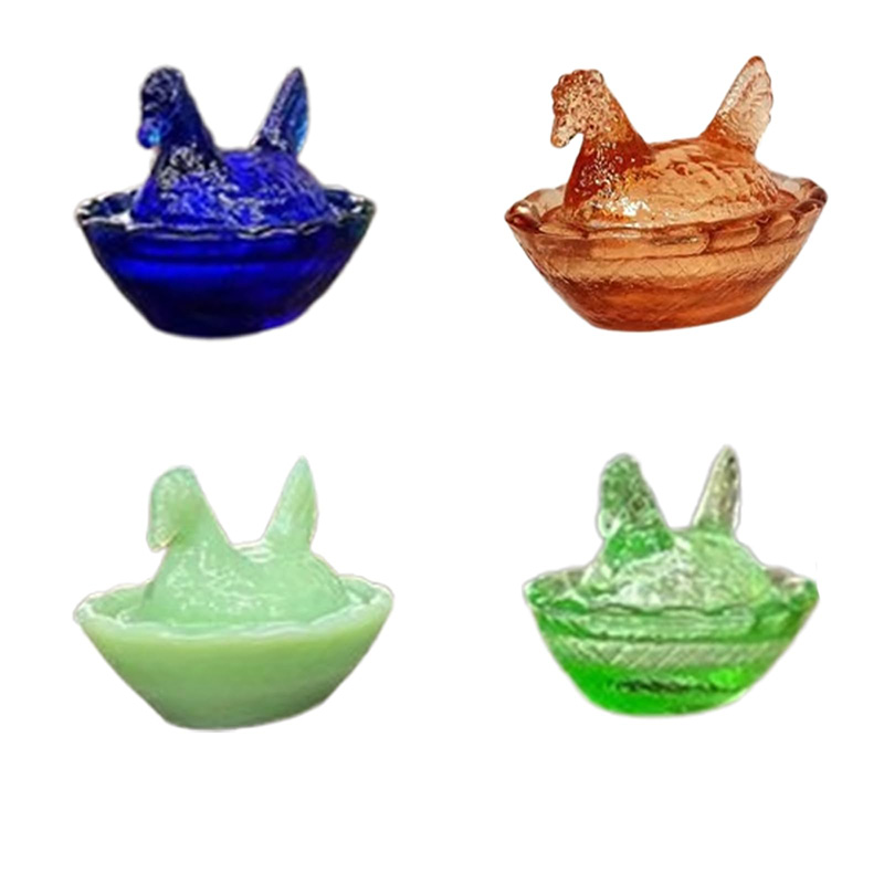 Mini resin Hens On Nests Easter Gifts Chicken Crystal Resin Storage Jar With Lid Chicken Candy Dish Food Container Perfect