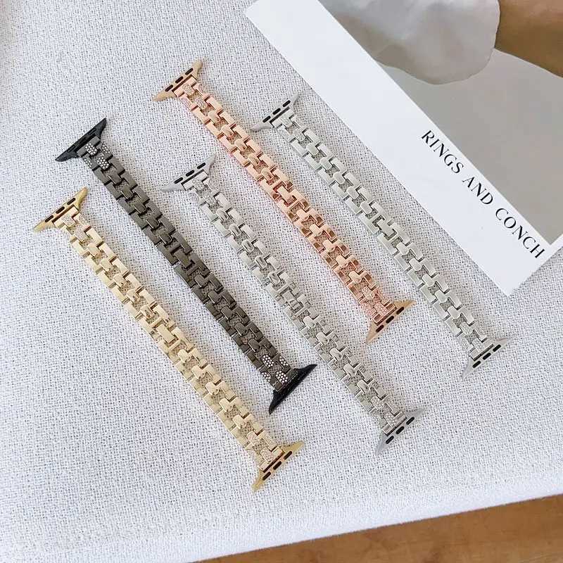 bling Metal Band for ple Bands 38/40/41/42/44/45/46/49mm Elegant Diamond Dry Str for i Series SE/10/9/8/7/6/5 watchband Y250712