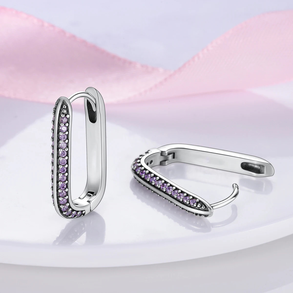Silver Plated Woman Hoop Earrings For Woman Fashion Zircon Round U Shape Pendientes Party Jewelry Gift 250708