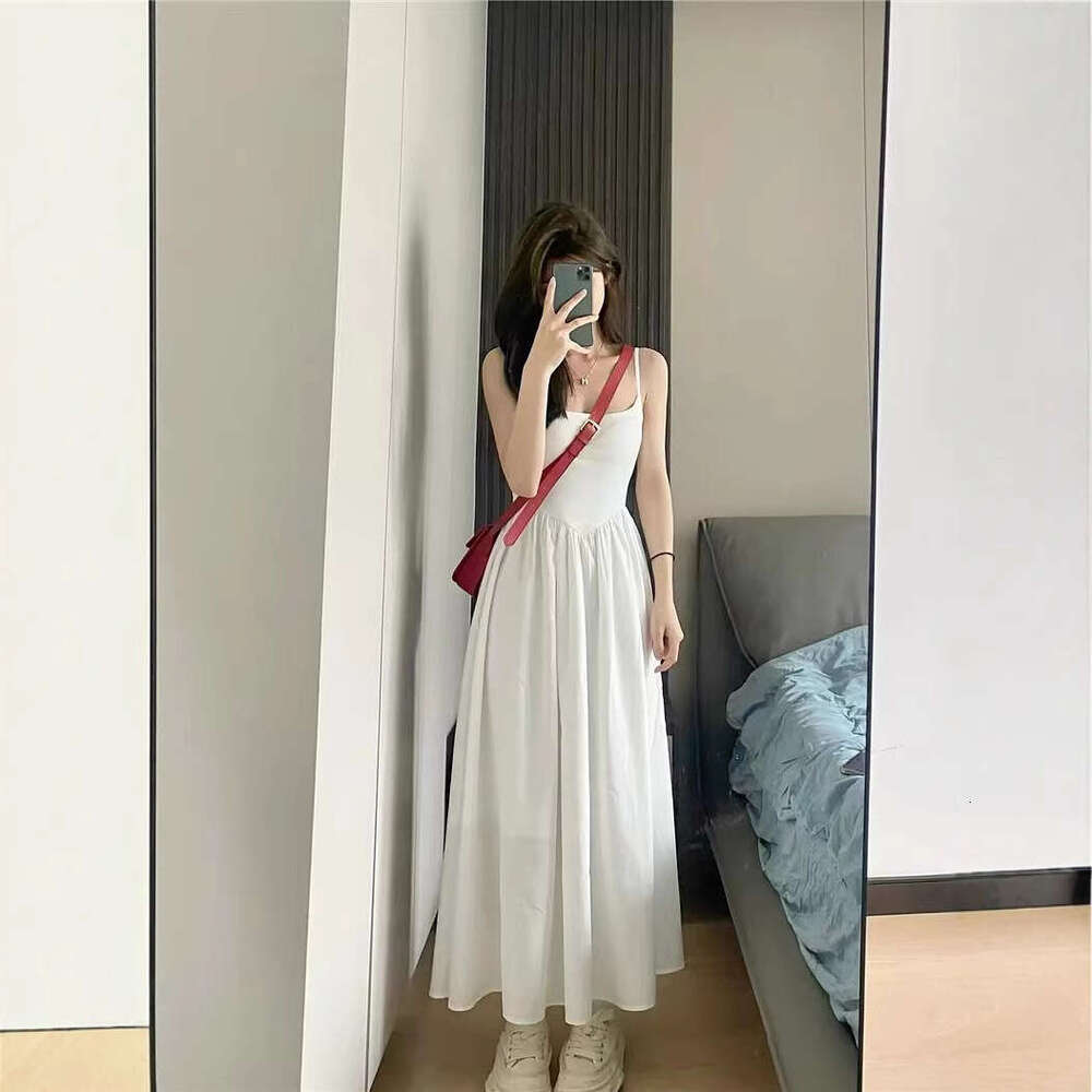 White Strap For Women Summer New Small Petite Slimming Gentle French Style First Love Long Dress B5