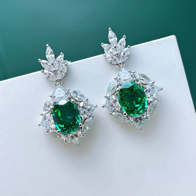 Dangle Earrings Huitan Bright Drop With Green Cubic Zirconia Charming Delicate Shiny Accessories For Women Graceful Wedding Jewelry