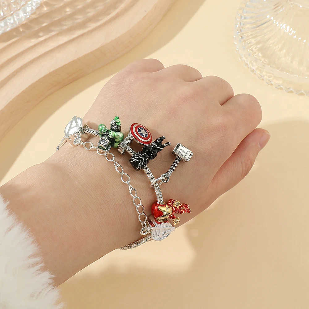 Disney Superhero Marvel Bracelet Infinity Stones Avengers Jewelry Aesthetic Charm Bracelet Metal DIY Crystal Beads Brand Bracelets for Women W20250712