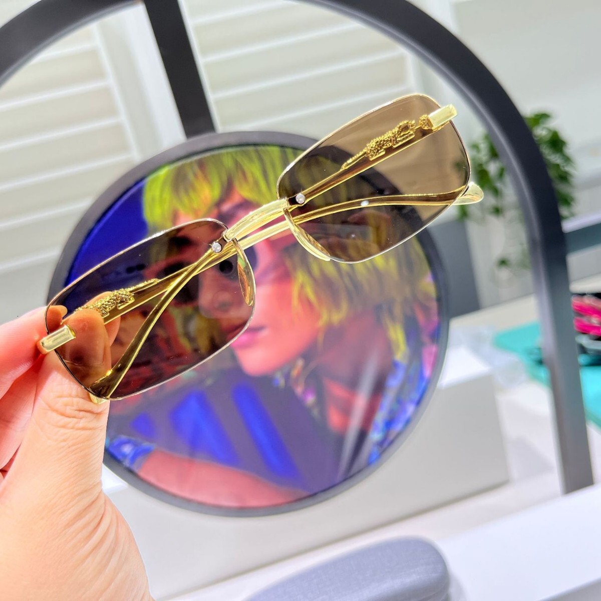 Designer Luxury Glasses, Frameless Sunglasses, Suitable For Both Men And Women, Small Square Sunglasses, Street Style Trendy UV Protection Glasses