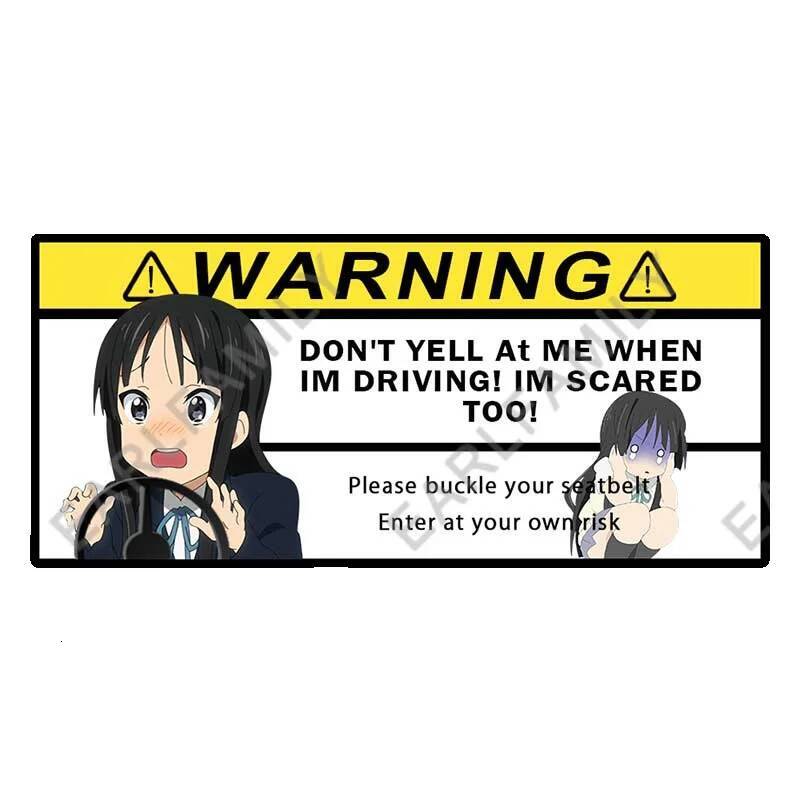 EARLFAMILY 13cm x 5.9cm for K-ON Dangerous Driving Warning Anime Car Stickers Funny Caravan Decal Motorcycle Light Barrier Decor