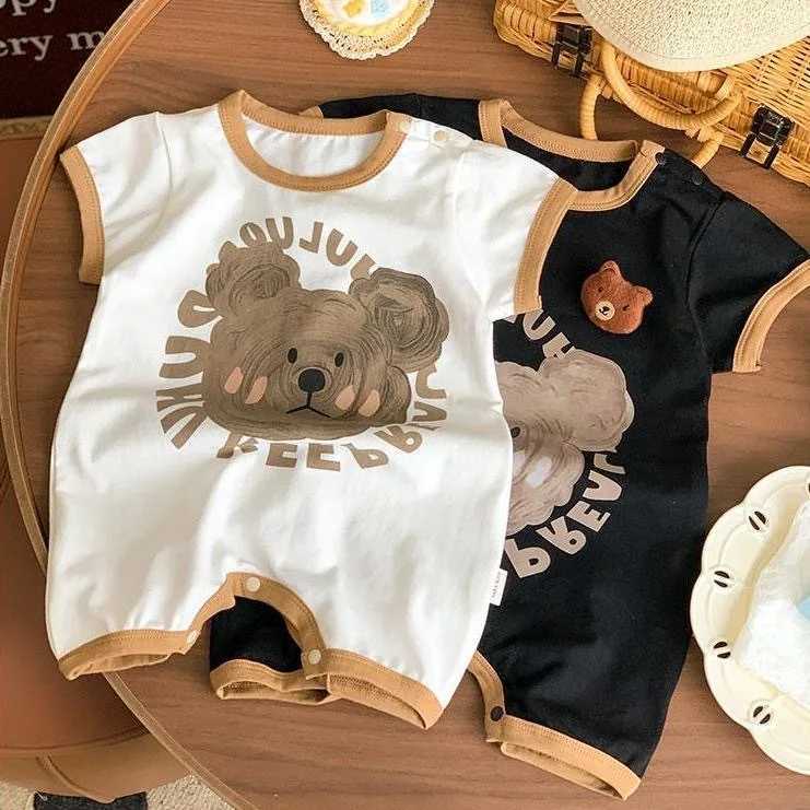 Newborn Baby Boy Girl Print Romper Unisex Infants Summer Solid Onesie Jumpsuit Outfits Clothes XJ250712