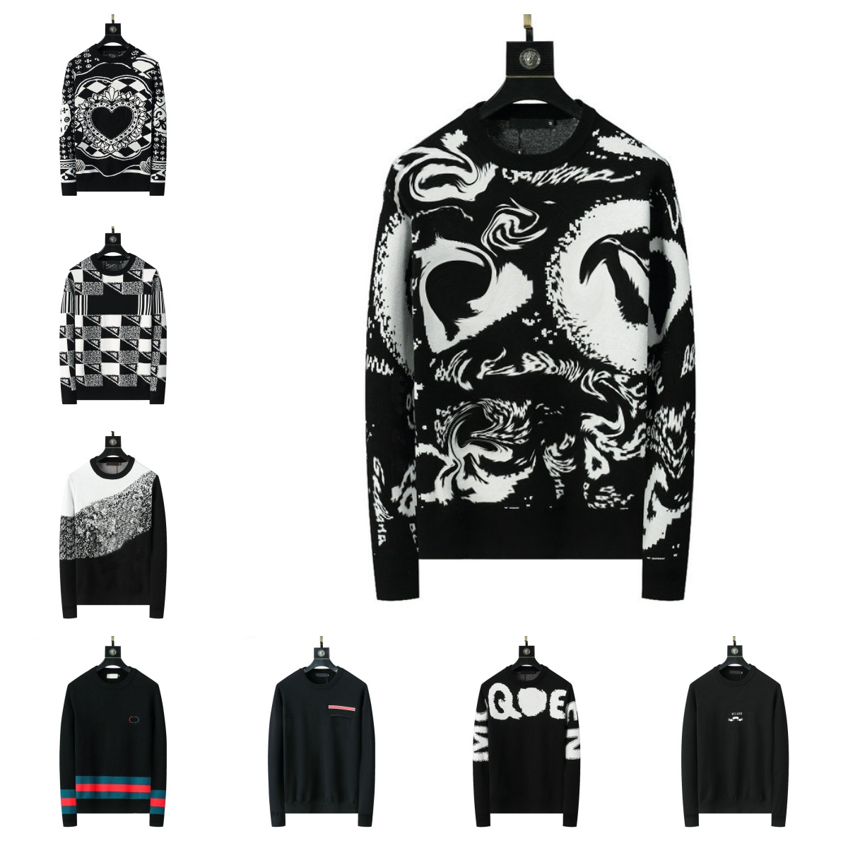 Mens Sweaters Fashion Men's Casual Round Long Sleeve Sweater Men Women Letter Printing Sweaters Jacquard Crew Neck Sweater