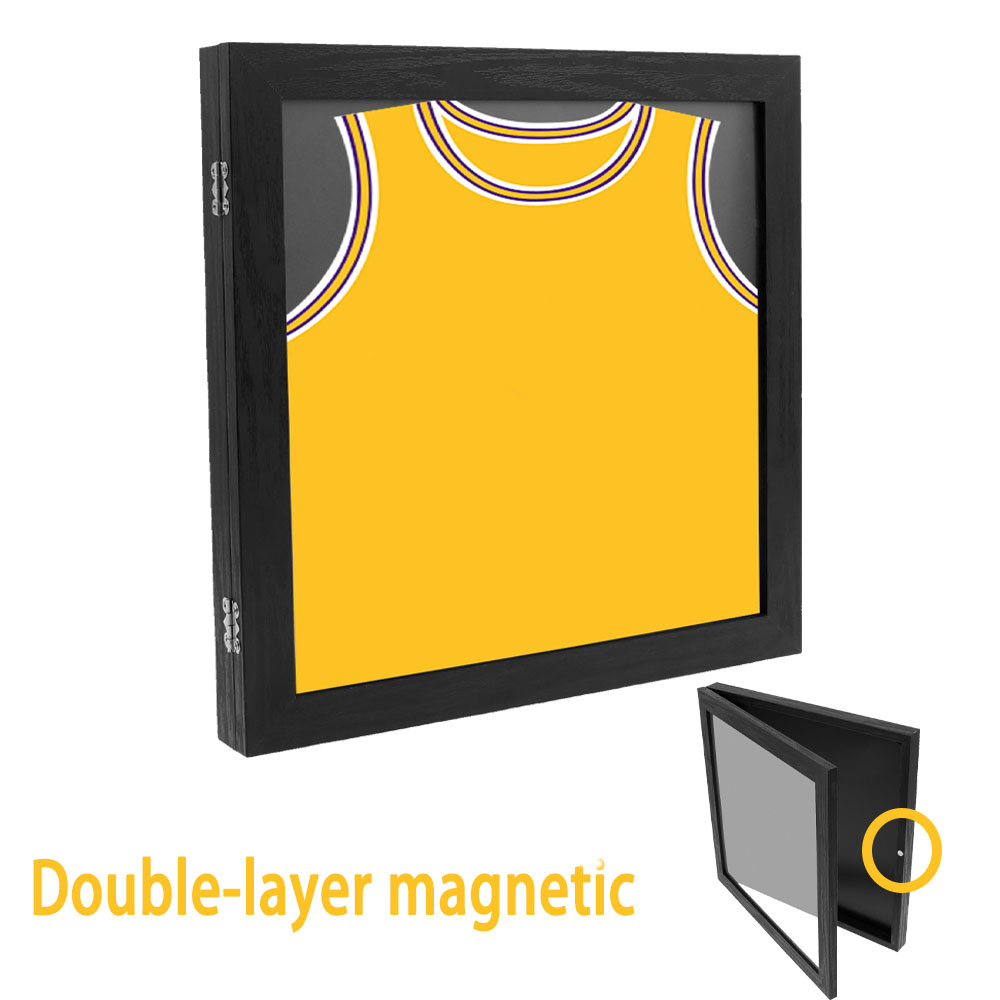 Jersey Display Frame Wood T Shirt Display Case 13x13inch Shadow Box Multifunctional Shadow Box Frame for Jerseys Memorabilia
