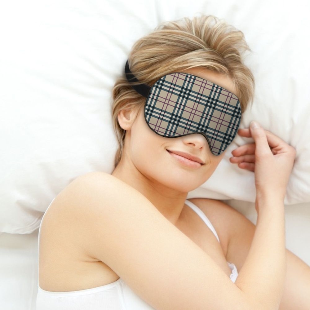 ddmythur sleep eye mask plaid and line pattern