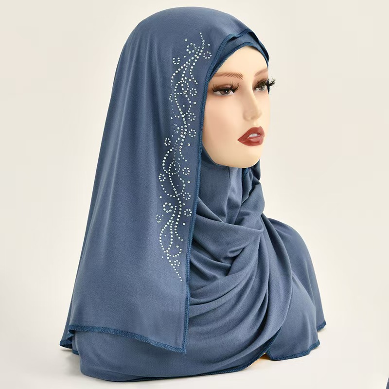 T1194 new wave hot diamond lazy convenient headscarf Muslim ladies mercerized cotton fashion head shawl