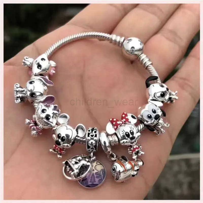 Disney 2023 New Disney Mickey Love Pendant Charms For Women Bead Charm Bracelet DIY Jewelry W20250712