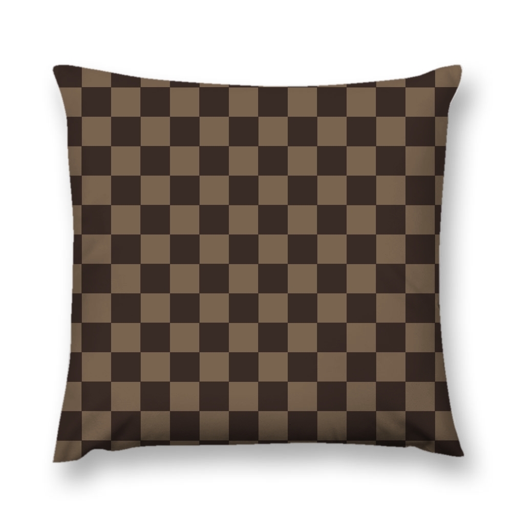 ddmythur Plush pillowcase Pillow cover with brown checkered pattern