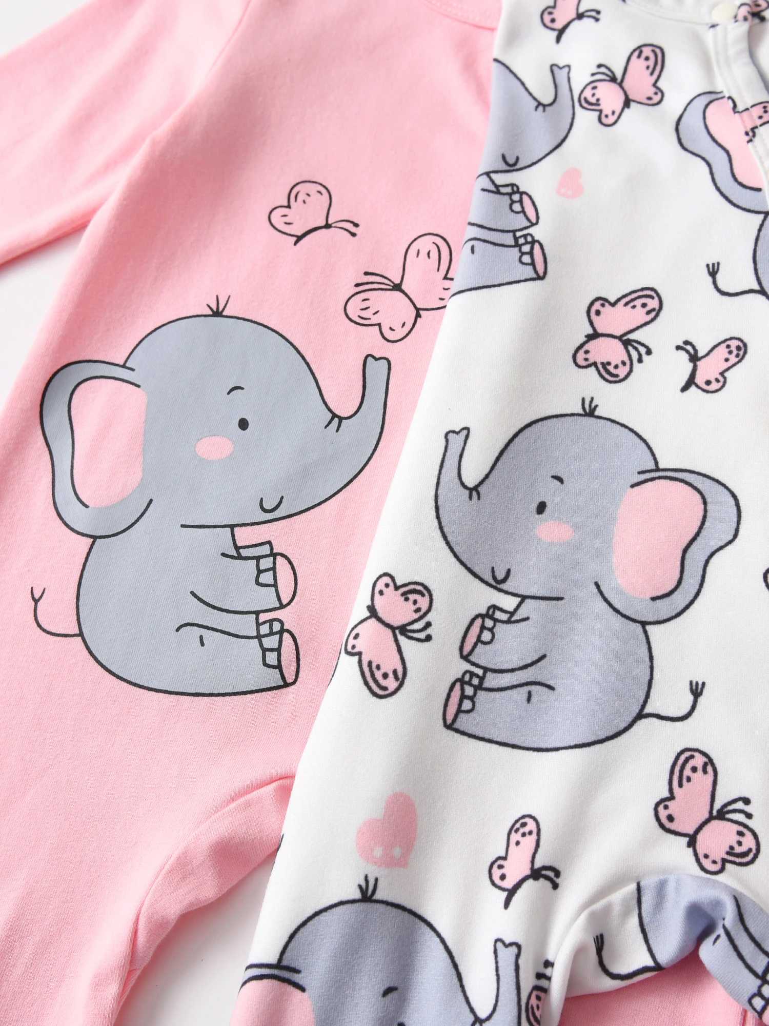2Pack/lot Newborn Infant Baby Girl Footed Romper Jumpsuit Clothes Cute Printed Toddler One-Piece Climbing Clothing XJ250712