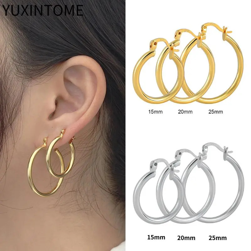 Exaggerate Big Smooth Hoop Earrings for Women 15mm20mm 25mm 925 Silver Needle Round Circle Earrings Simple Party Jewelry Brincos 250708