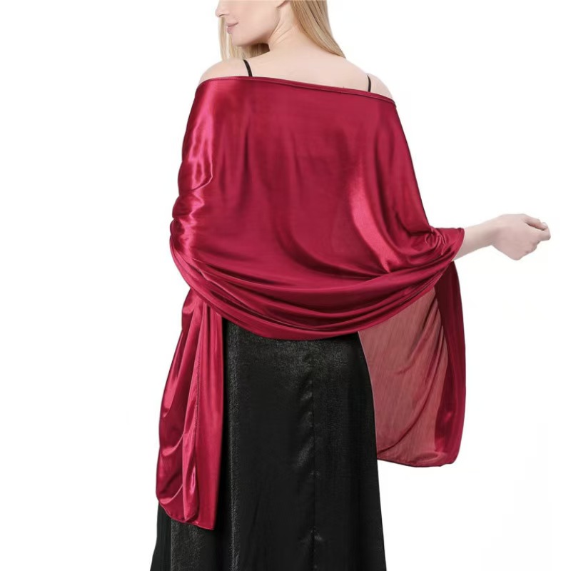K1320 Satin Silky Glossy Shawl Satin Evening Banquet Elegant Decoration Women's Scarf Beach Party Gathering Wholesale
