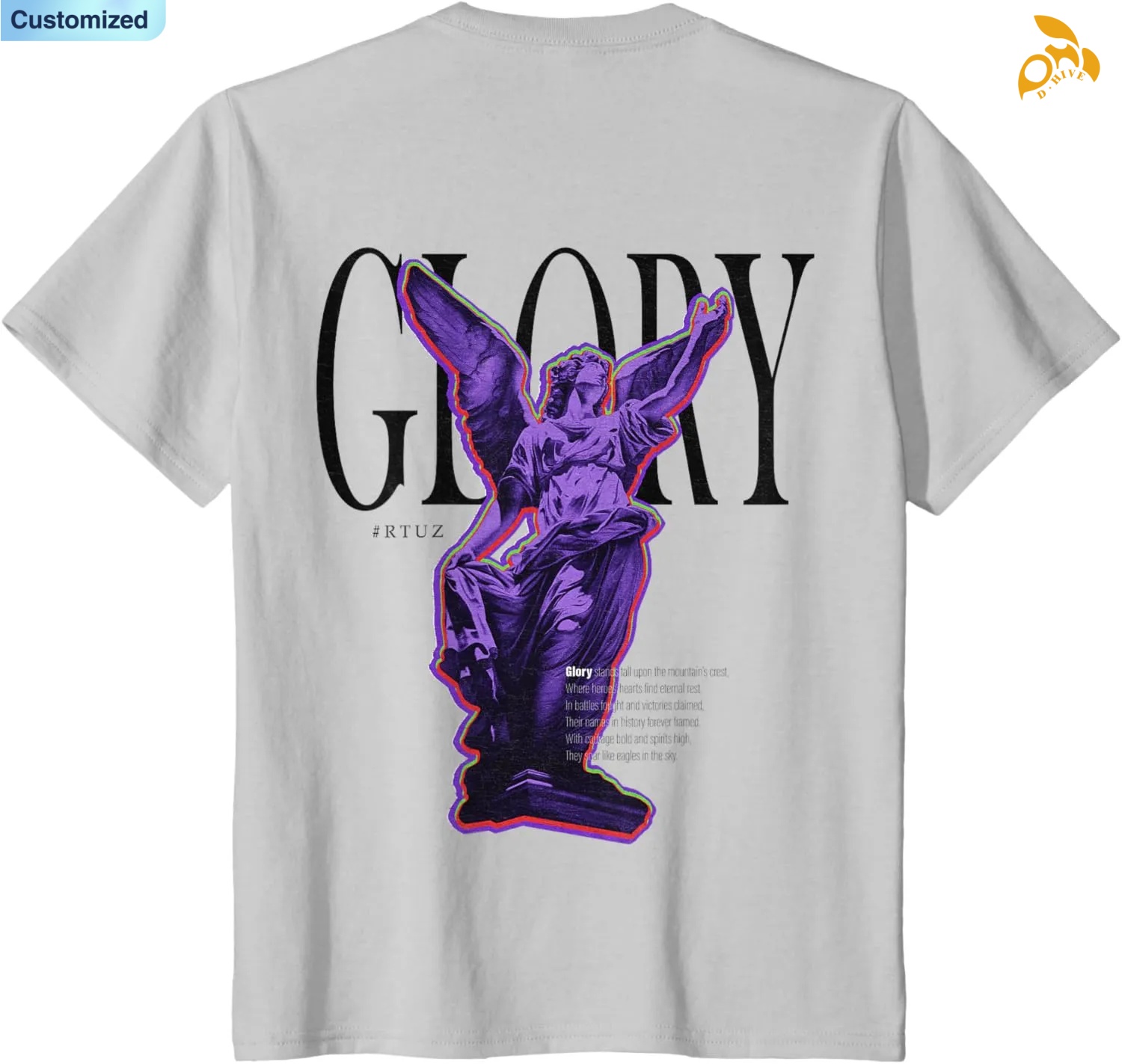 Free shipping for Men's women Hip Hop Vintage Edgy Urban Y2K Back Print Streetwear Angel T Shirt many code