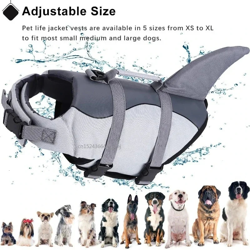 Shark Dog Life Jacket Enhanced Buoyancy Small Dogs Swimming Clothes Safety Vest with Handle for Medium Large Dogs Surfing 250716