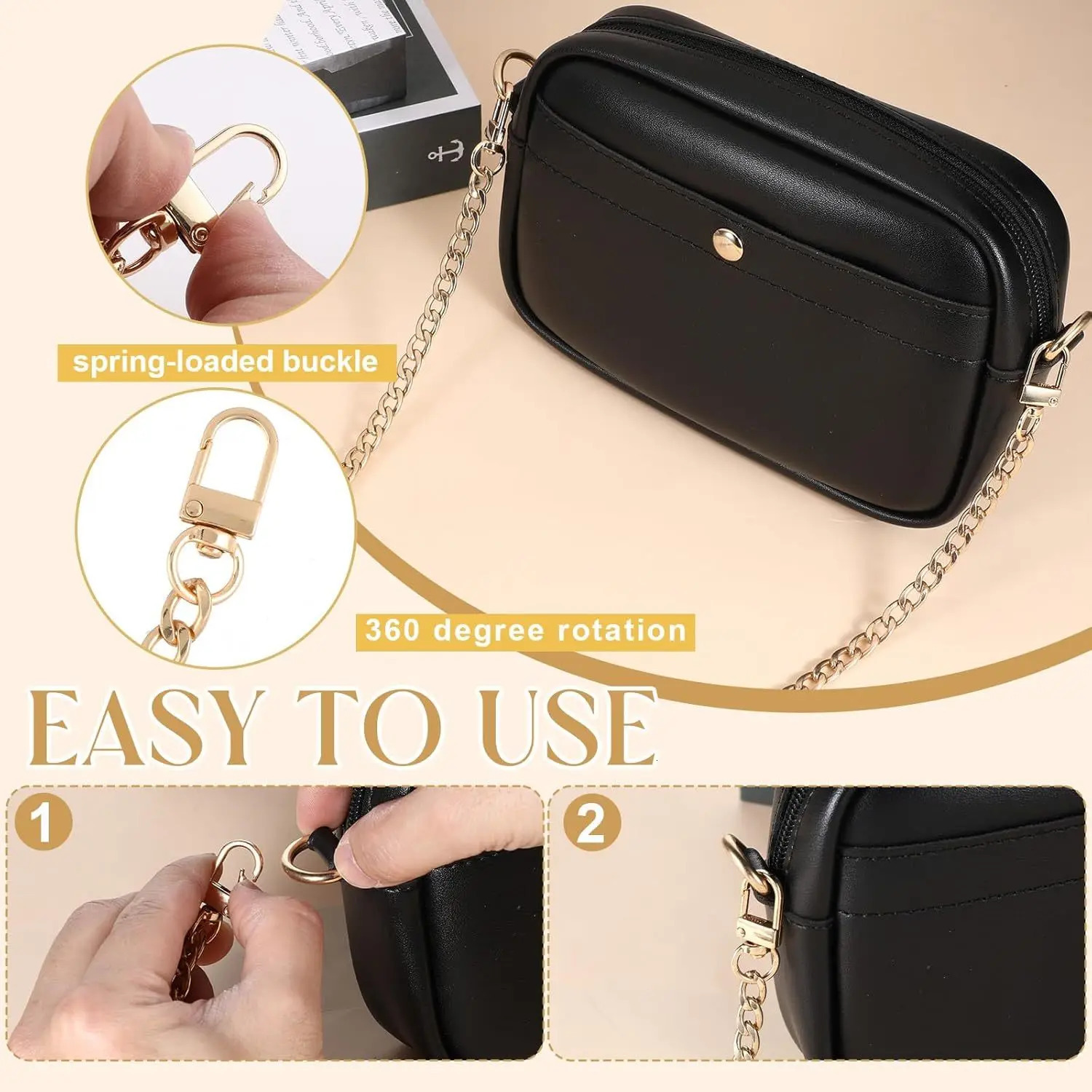 2Pcs Bag Extender Chain Gold Purse Chain Short Purse Strap Flat Handbag Replacement Extender Strap Short Bag Chains 250707 - view 6