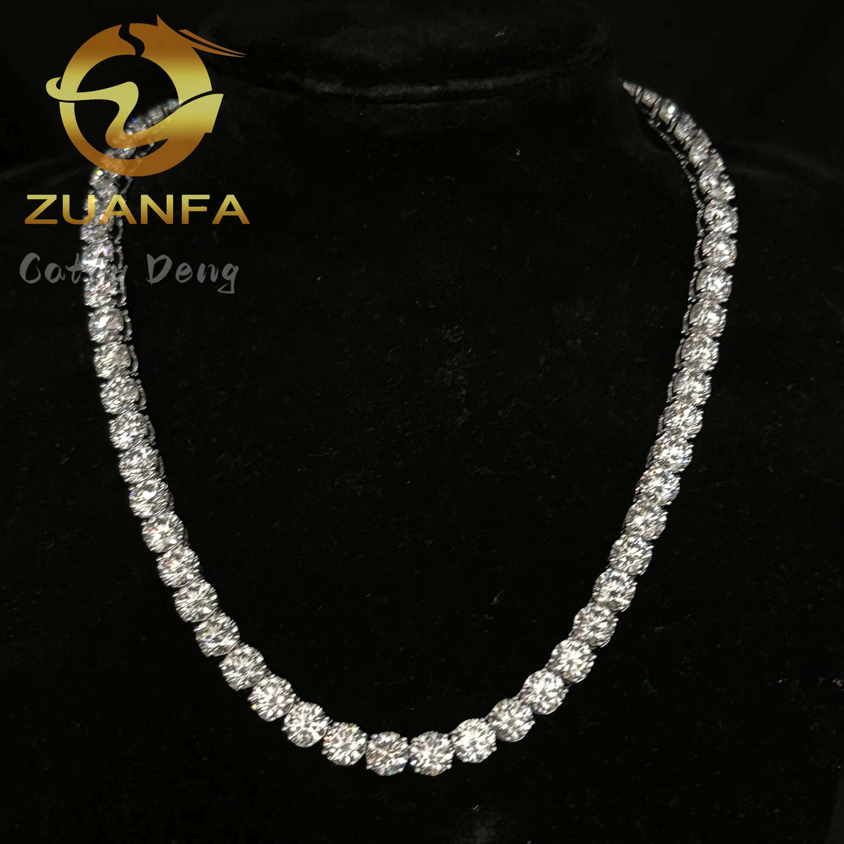 Deluxe 7mm IGI Lab Grown Diamond 925 Silver Tennis Necklace Fashion Hip Hop Jewelry CVD Diamond Tennis Chain - view 4