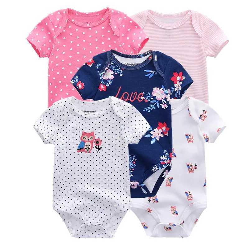5 Pcs/Lot Kiddiezoom Four Seasons Fashion Short Sleeve Baby Boy Girl Bodysuits Soft 100% Cotton Newborn Clothes XJ250712