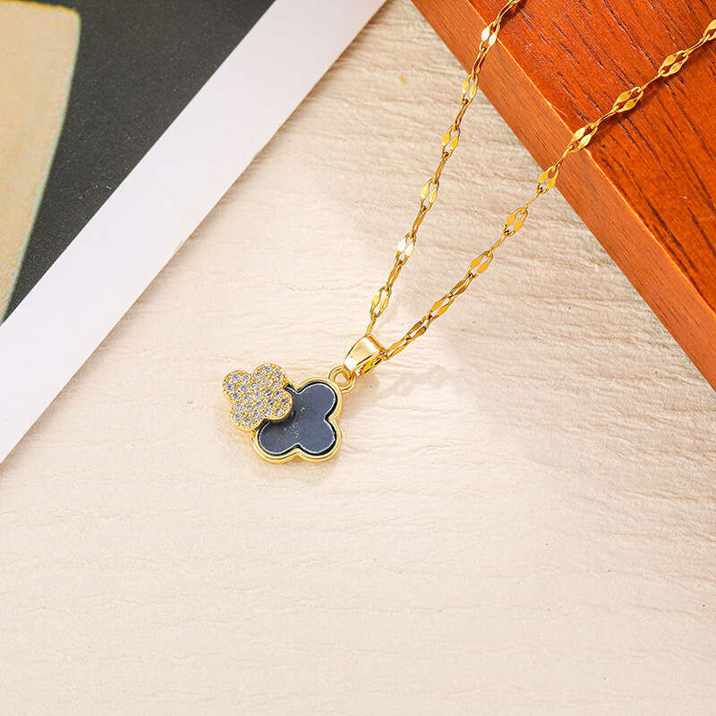 New luxury jewelry designer necklace exquisite four leaf clover necklace women's high-end versatile earrings niche diamond studded design light l
