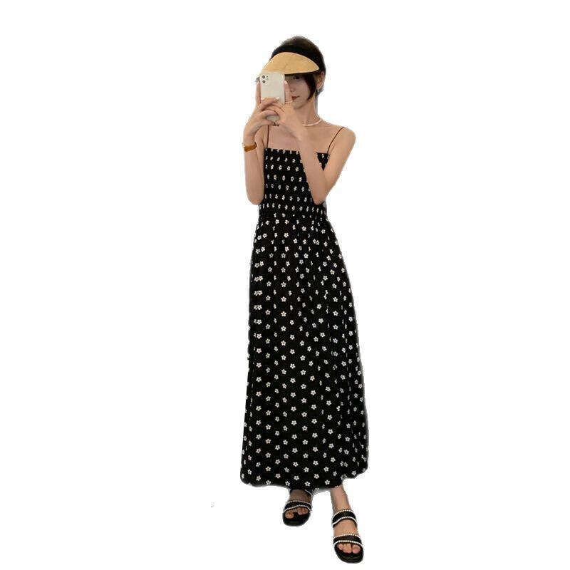 French Sweet Floral Strap For Women Summer New Small Daisy Sleeveless Waist-Cinching Slimming Dress B5