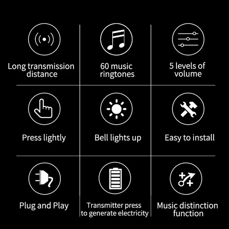 Self Powered Waterproof Wireless Doorbell Smart Home Without Battery Doorbell With Ringtone 150M Remote Receiver Bell 250709ww
