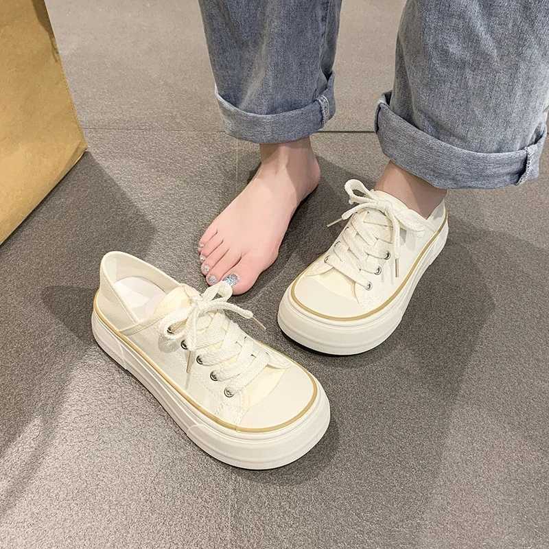 Spring/Summer New Fi Korean Editi Simple and Versatile Board Shoes for Women Wearing Casual Ugly Cute Big Head Canvas XJ250712