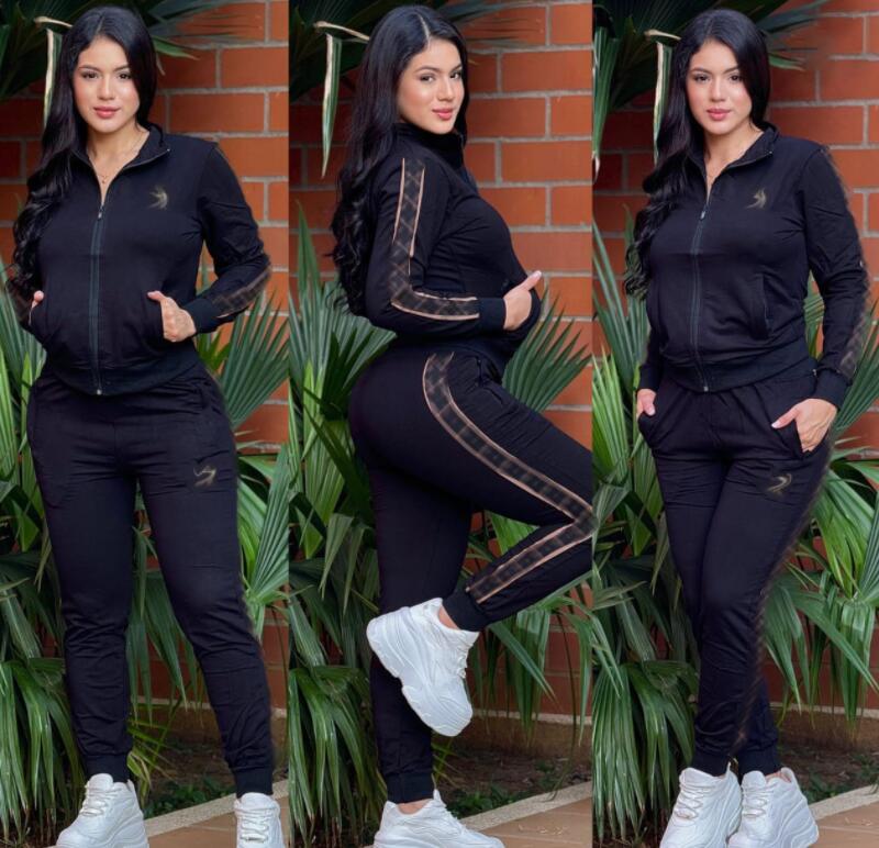 Trendy womens two-piece set 2025 autumn new fashion embroidered zipper long sleeved pants casual luxury womens set