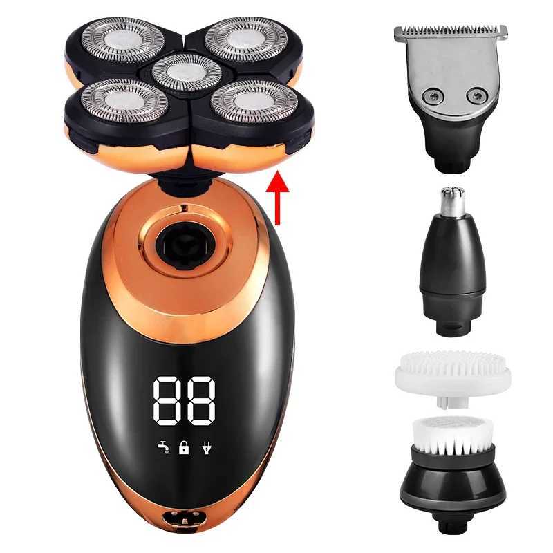 100% Waterproof Electric Shaver Razor for Men Beard Hair Trimmer Rechargeable Bald Shaving Machine LCD Display Groing Kit G250712