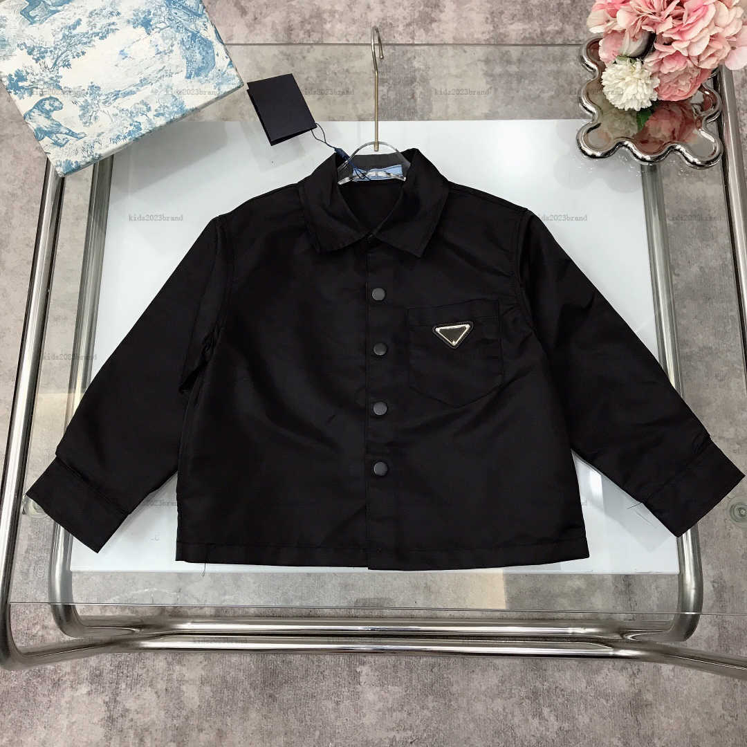 New lapel coat for kids american style Shiny metal buttons Child jacket Size 100-160 khaki Long sleeved Baby Outwear A19X07N060