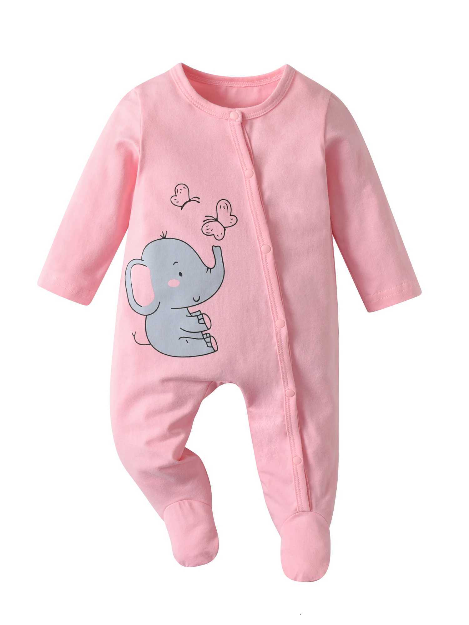 2Pack/lot Newborn Infant Baby Girl Footed Romper Jumpsuit Clothes Cute Printed Toddler One-Piece Climbing Clothing XJ250712