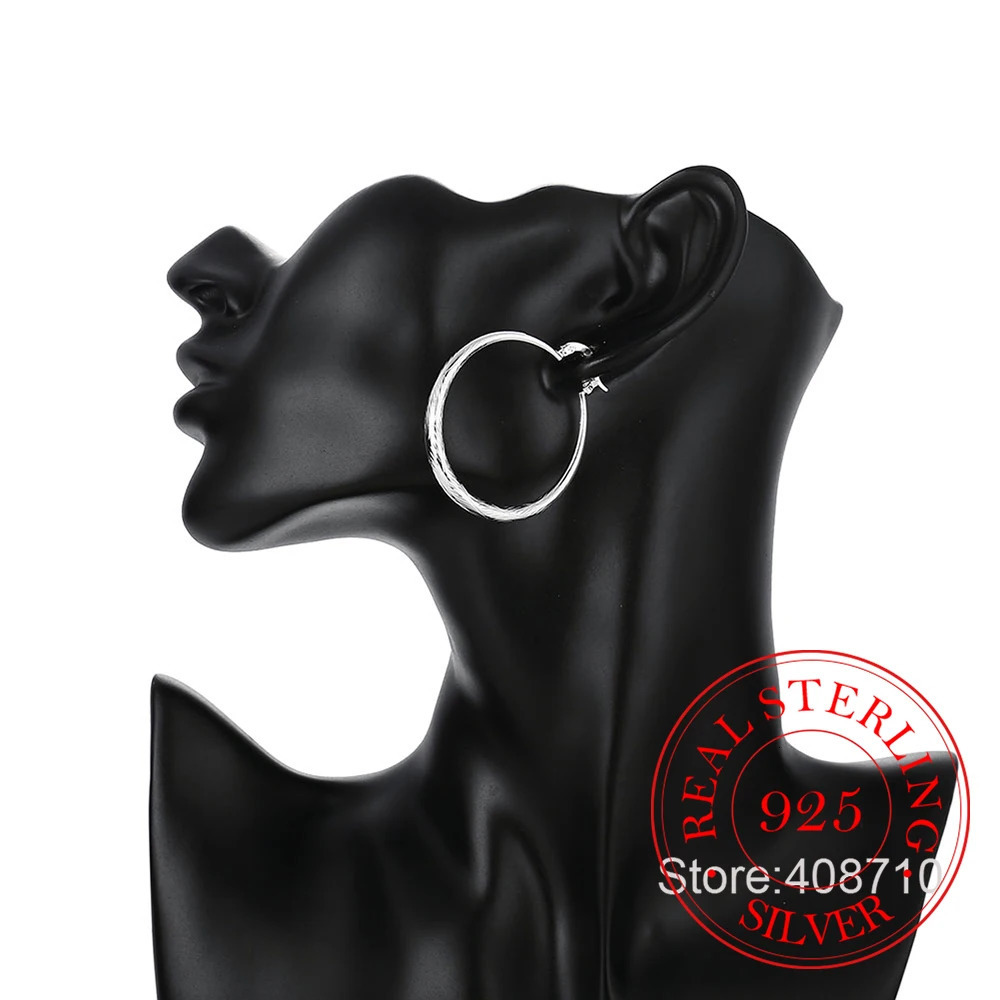 925 Sterling Silver Hip Hop Round Earrings for Women Large Circle 4.0cm Piercing Hoop Earring Dropship Suppliers 250708