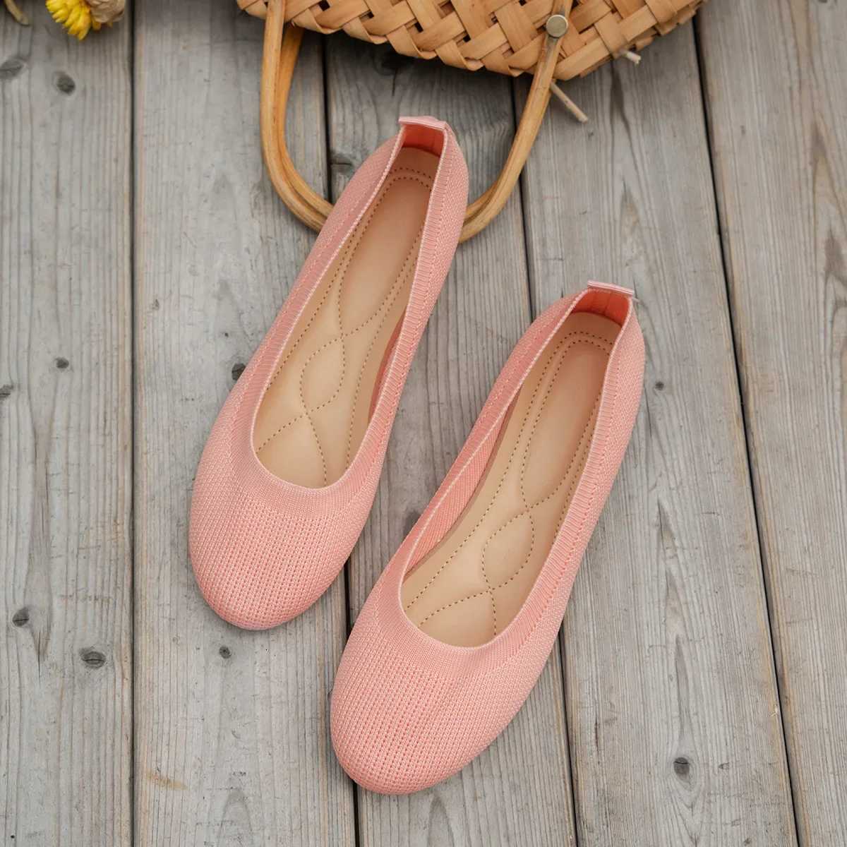 Elastic Knitting Flats Slip Shoes for Women Summer Breathable Soft Loafers Woman Lightweight Casual Shoes MomXJ250712
