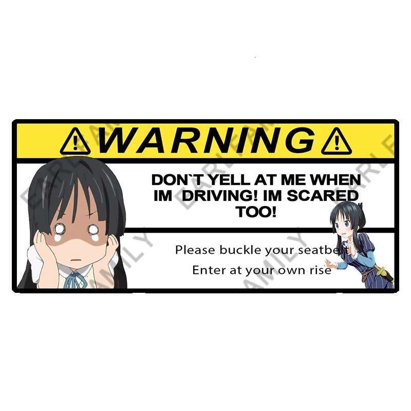 EARLFAMILY 13cm x 5.9cm for K-ON Dangerous Driving Warning Anime Car Stickers Funny Caravan Decal Motorcycle Light Barrier Decor