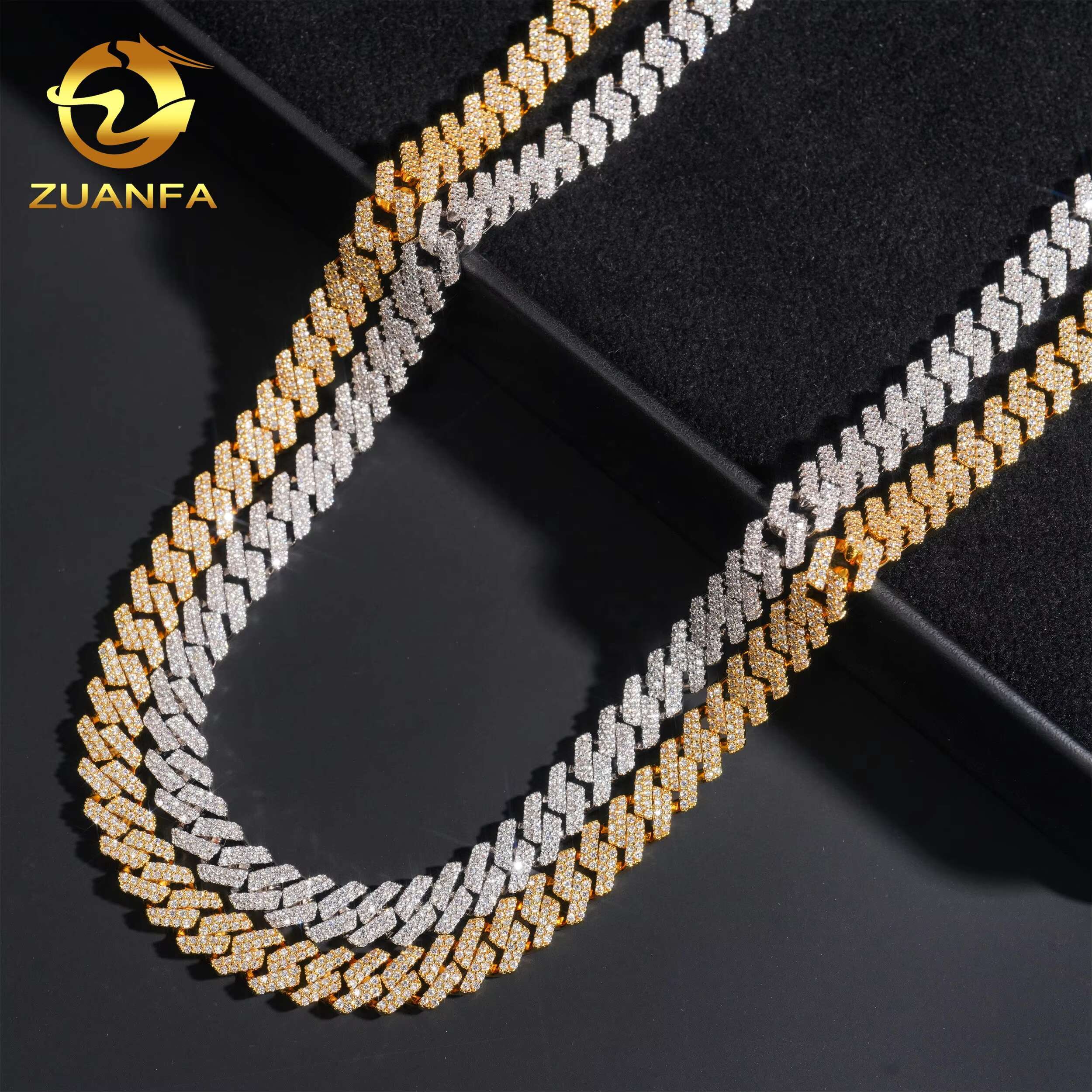 Iced Out Men Necklace Brass Zircon Cuban Chain Necklace Iced Out Hip Hop Jewelry 5A Cz Cuban Link Chain