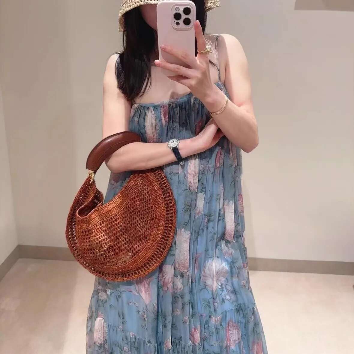 Classic Beach Straw Woven Bags For Women Designer Handbag Purse 2025 New In Sequined Handle Underarm Shoulder high-quality