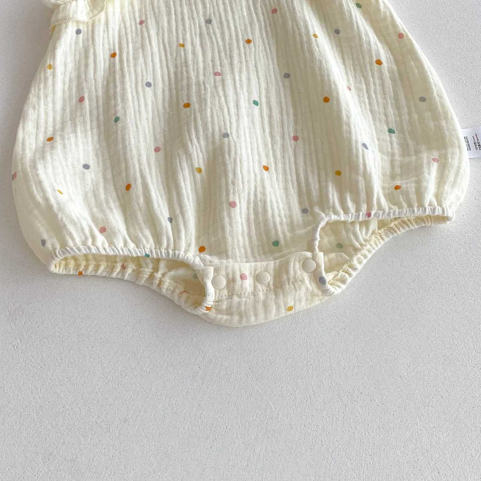 Sleeveless Newborn Baby Girl Romper Colorful Polka Dot Ruffled Strap Crinkle Snap Closure Summer Baby Bodysuit Outfit 0-24M W250712