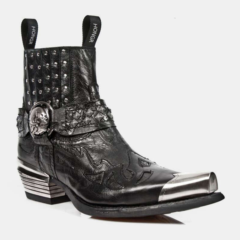 Western Cowboy for Women, Metal Short Unique Design Men's Shoes, Trendy Riding Boots, Height-Increasing Chelsea Boots