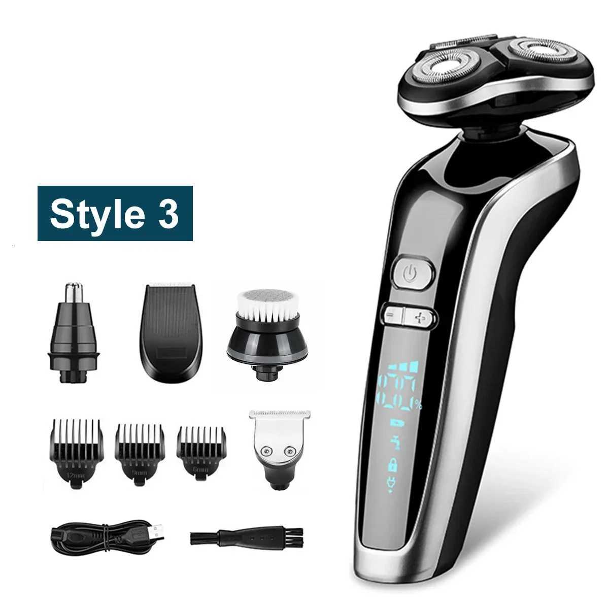 5 in 1 USB Rechargeable Mens Beard Trimmer Waterproof 4D Dry Wet Digital Display Shaver Razor Washable Shaving Machine G250712