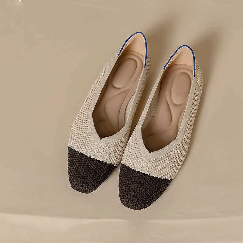 2025 new elastic women shoes flat shoes square casual fi breathable non-slip rubber soles comfortable shoes spring and autumn XJ250712