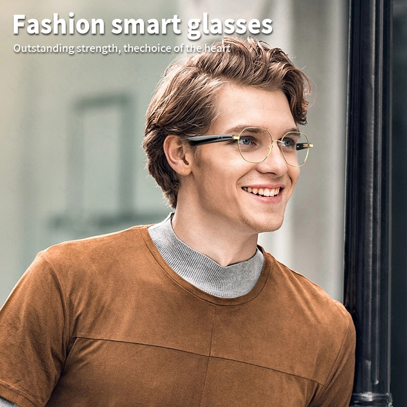 LIGE Smart glasses, ear-opening sound microphone and speaker, magnetic charging, color-changing polarized sunglasses lenses AI Smart Translation Glass