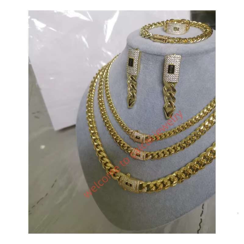 Trendy Anklet Bracelet Necklace14k Gold Jewelry Cuban Link Chain Gold Cuban Miami Chain 6mm -14mm Gold Monaco Chain Unisex