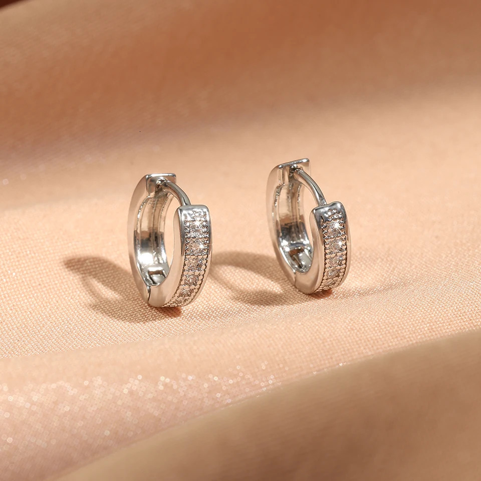 Minimal Hoop Earrings Little Crystal Zirconia Thin Helix Tragus Cartilage Earrings Piercing Jewelry 250708