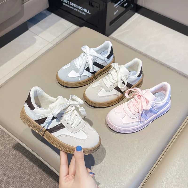 Spring/Autumn Fashion Round Head PU Sports Childrens Cute Sneakers Running Shoes Casual Lace-up Students Walking Flat Shoes XJ250712